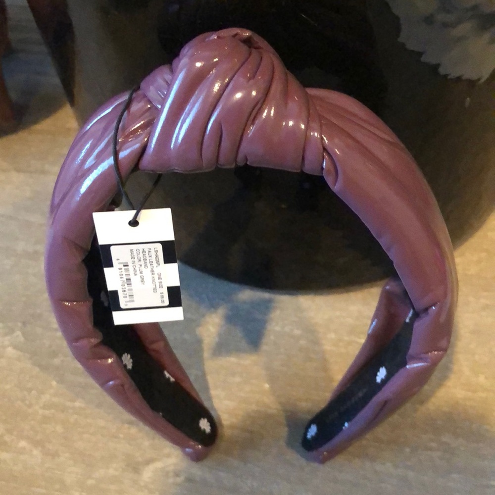 New Lele Sadoughi faux leather plum grey headband
